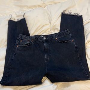 Topshop Straight Raw Hem Moto Jeans